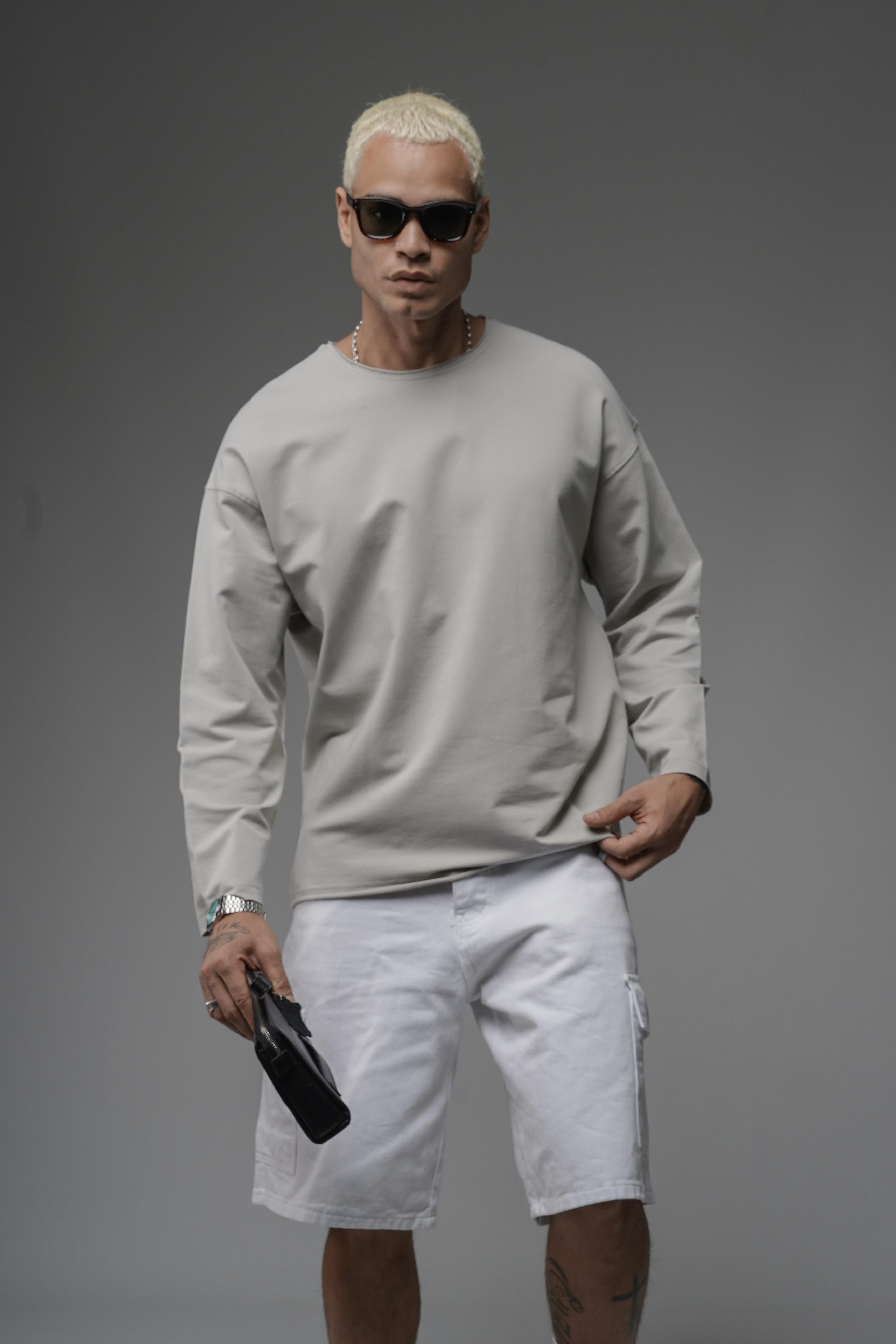 Pis Yaka Oversize Kalıp Düz Sweatshirt