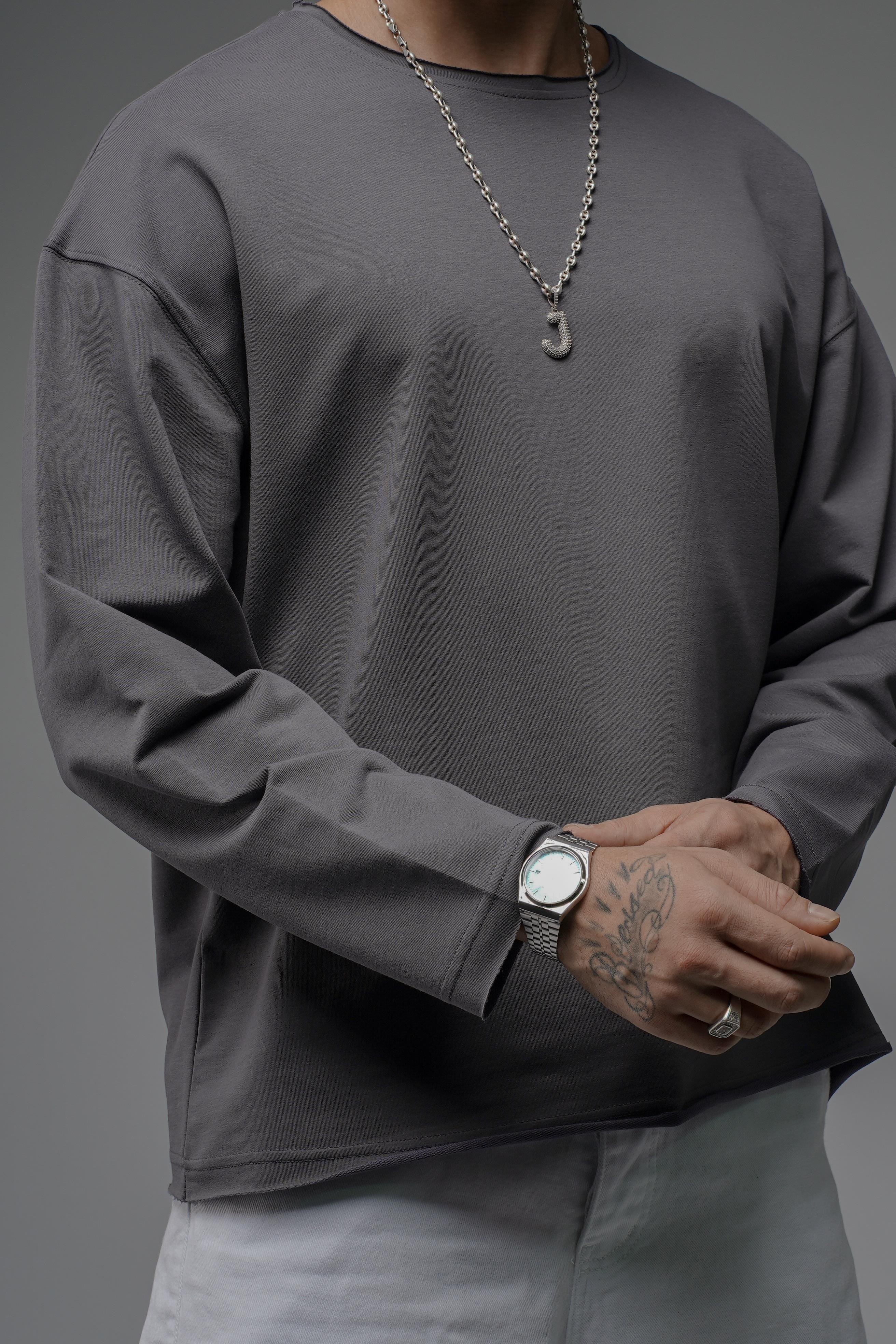 Pis Yaka Oversize Kalıp Düz Sweatshirt