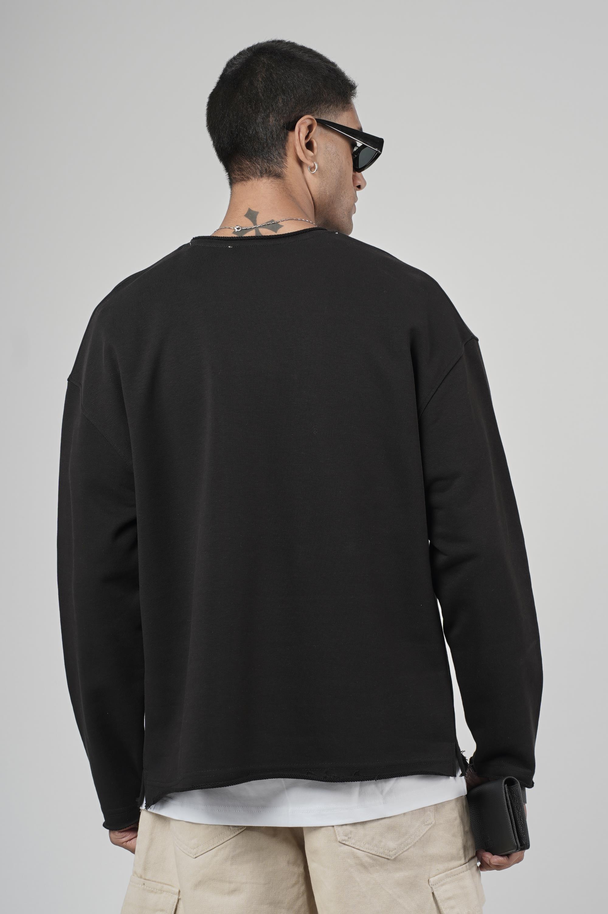 Pis Yaka Oversize Kesim Erkek Düz Sweatshirt