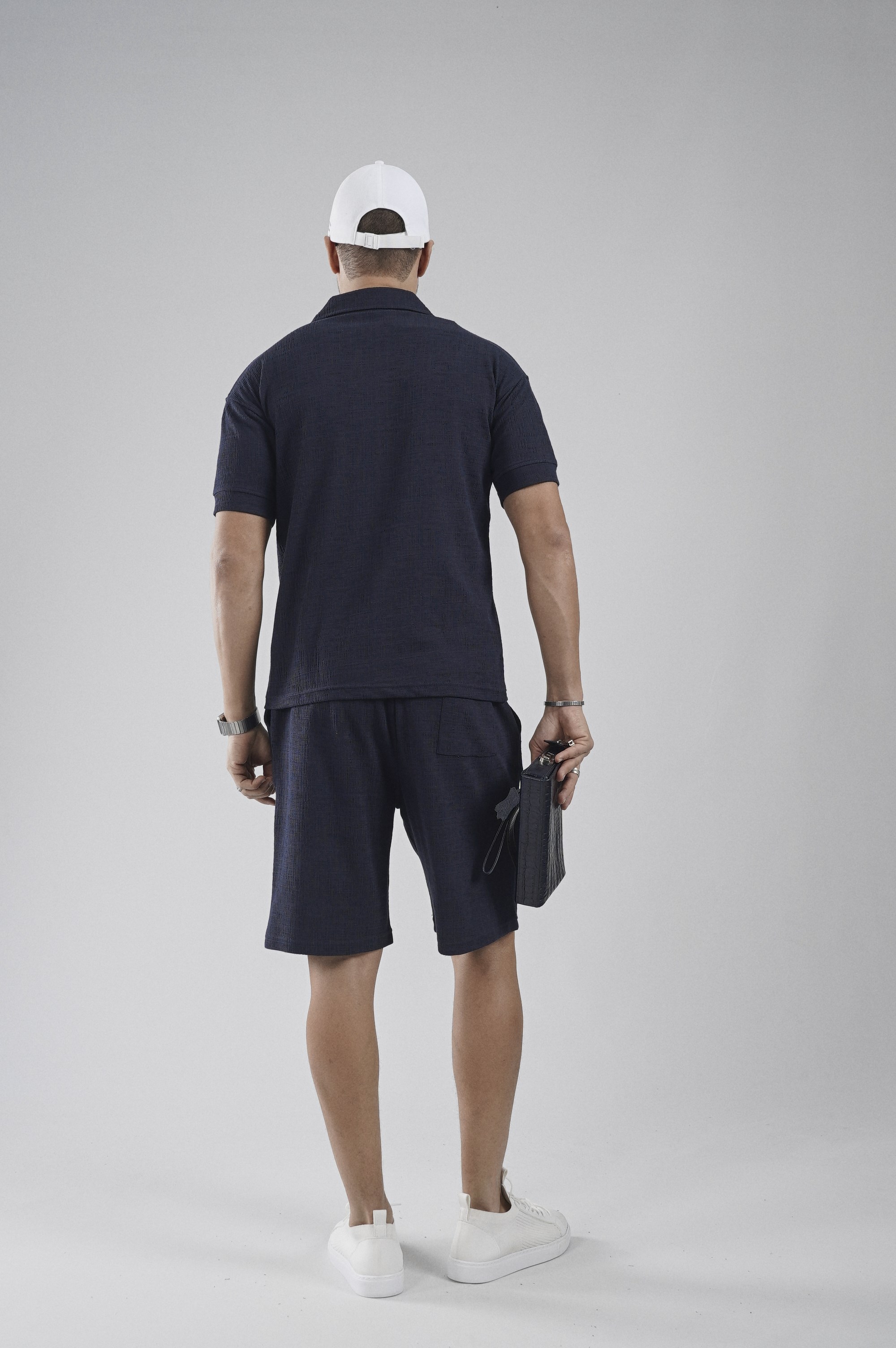 Polo Yaka Regular Kalıp Jakarlı Şort Tişört Alt Üst Takım