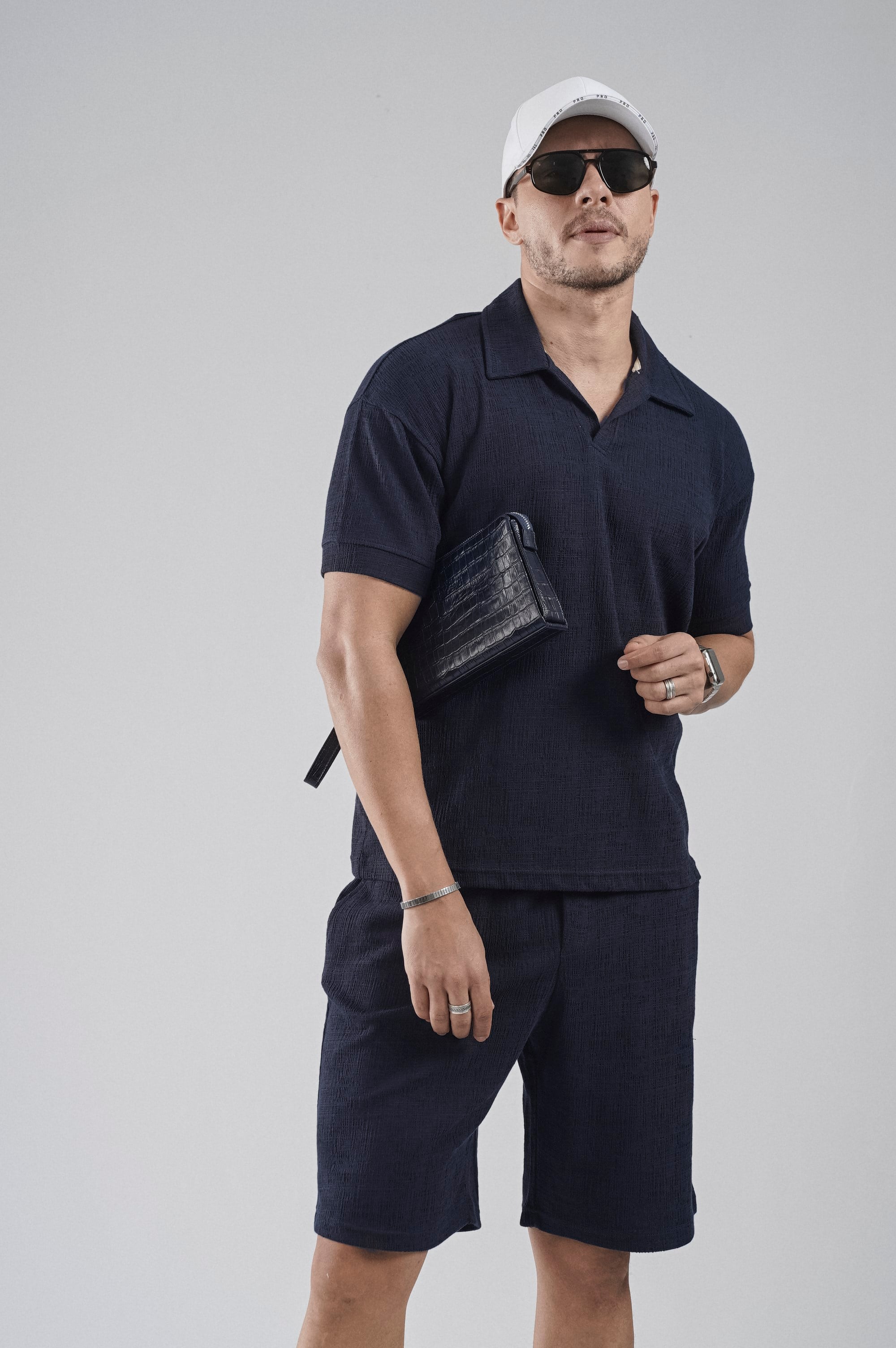 Polo Yaka Regular Kalıp Jakarlı Şort Tişört Alt Üst Takım