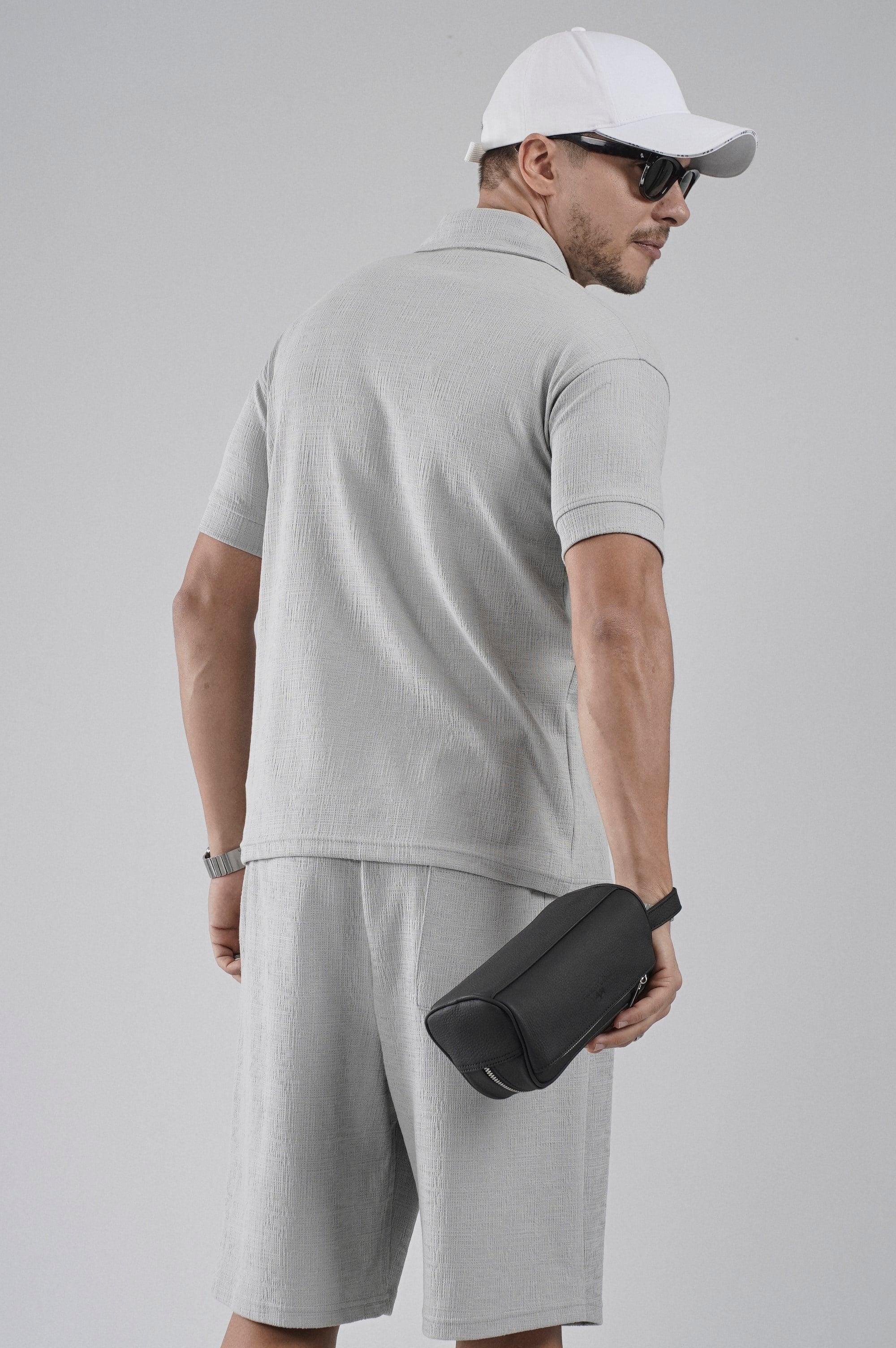 Polo Yaka Regular Kalıp Jakarlı Şort Tişört Alt Üst Takım