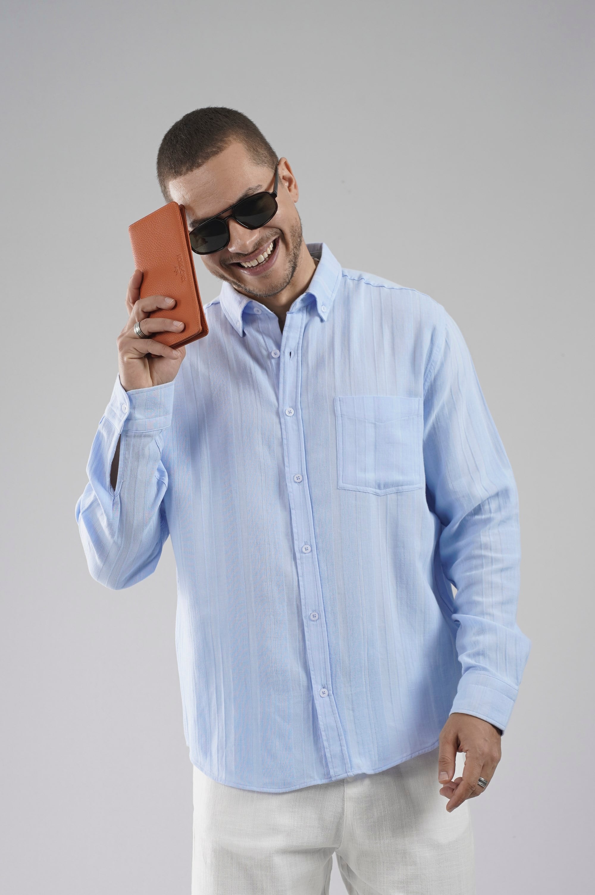 Regular Kalıp Tek Cepli Müslin Erkek Gömlek