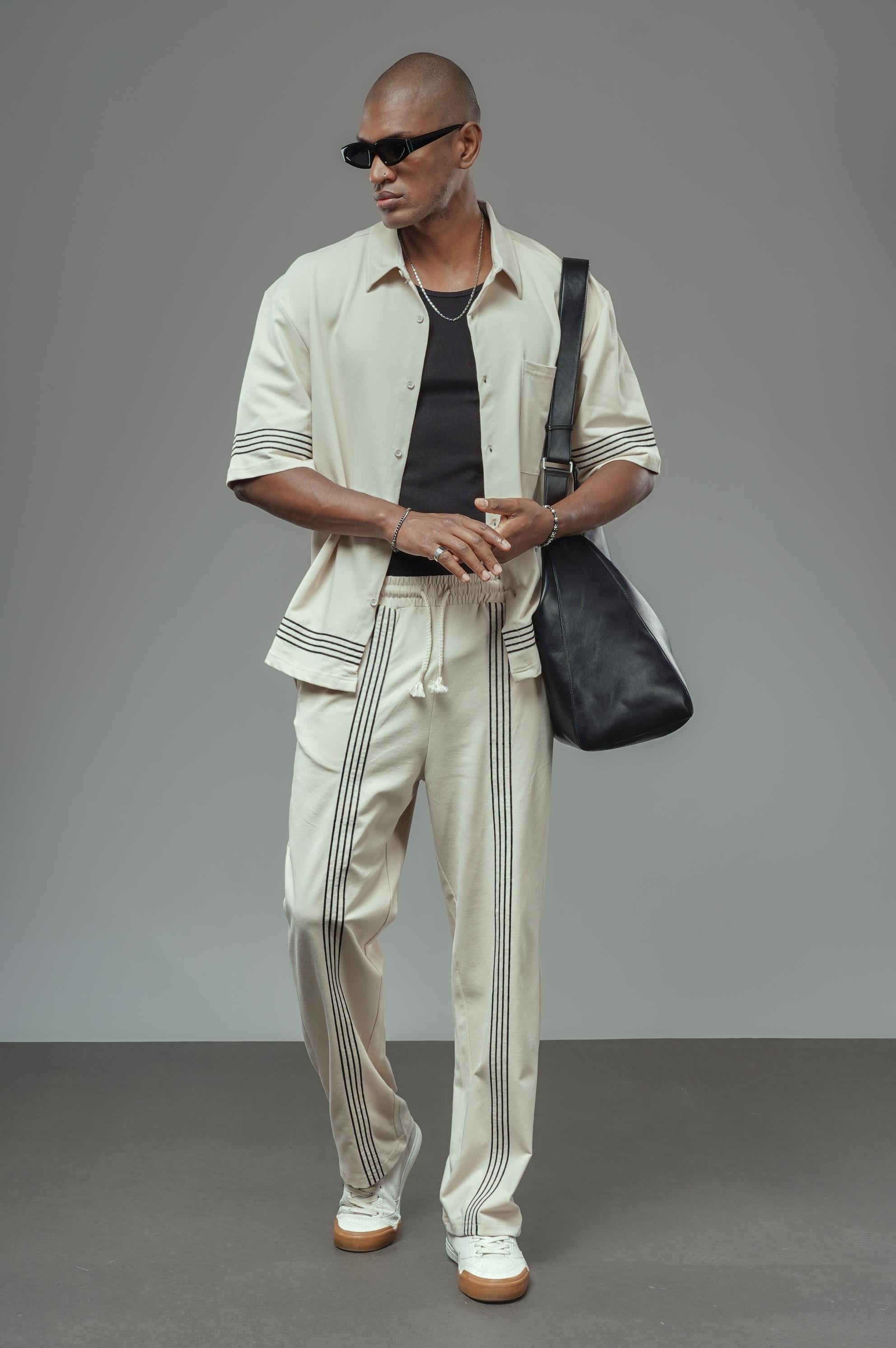 Şeritli Oversize Kalıp Alt Üst Takım