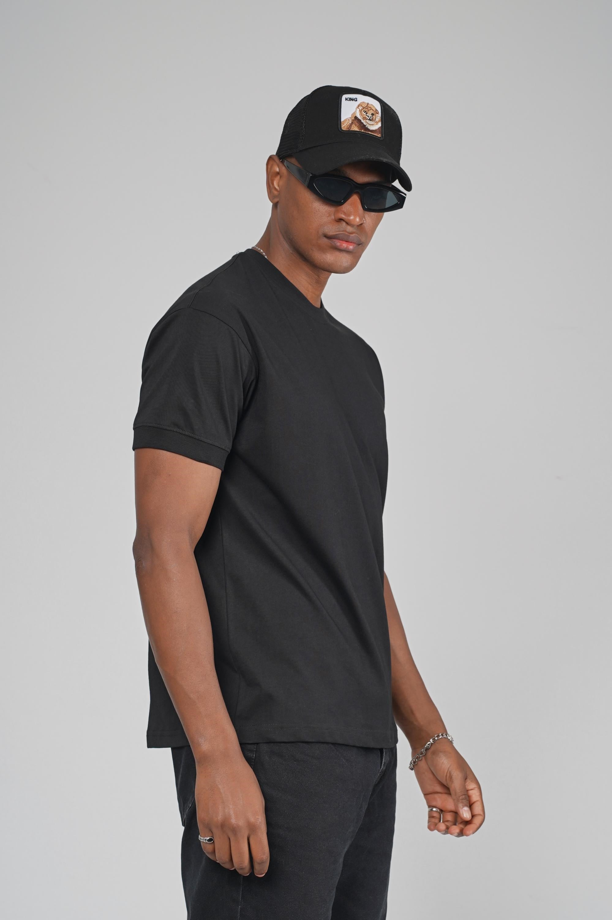 Slim Fit Kalıp Kolu Ribanalı Basic %100 Pamuklu Tişört