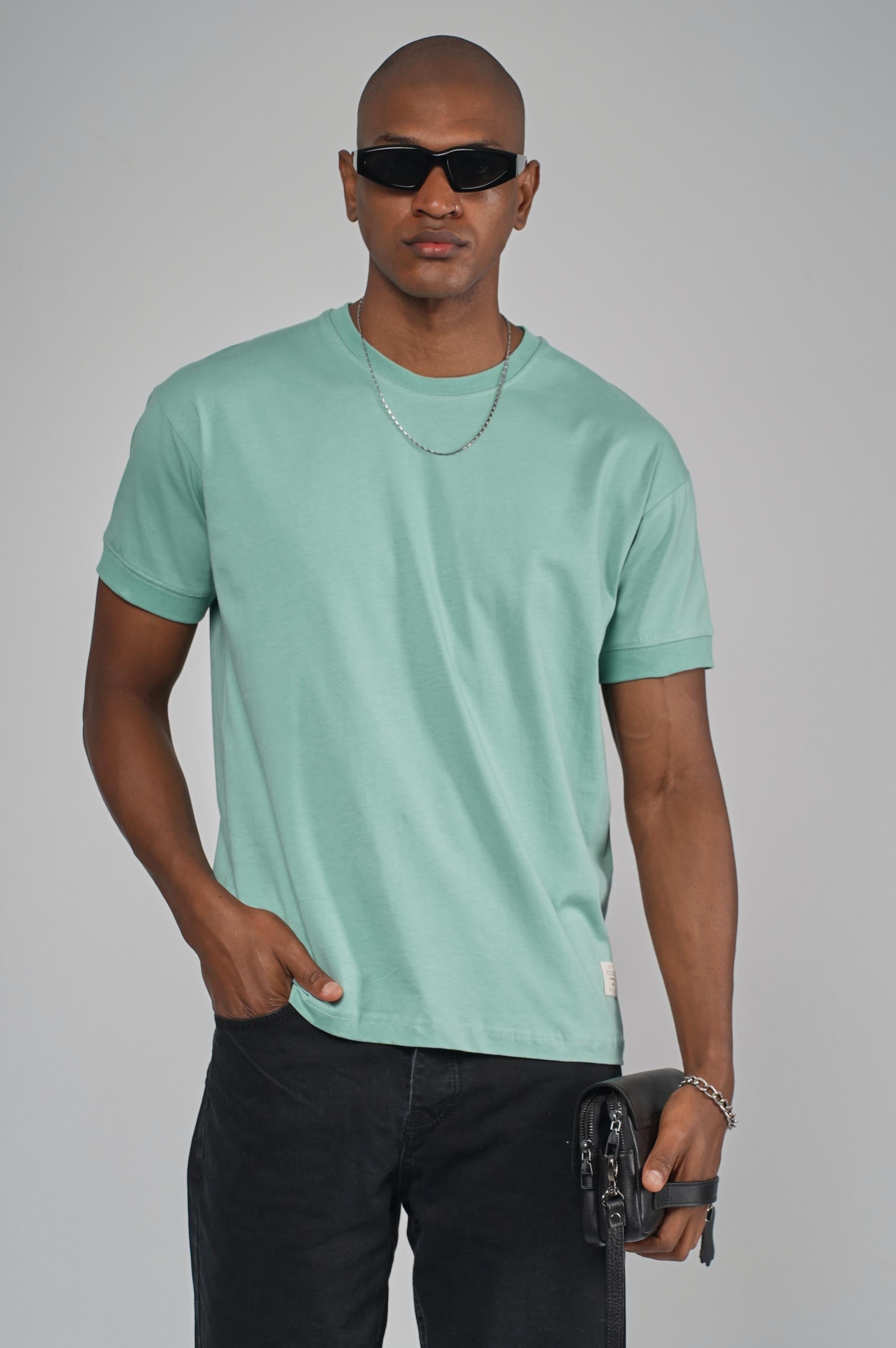 Slim Fit Kalıp Kolu Ribanalı Basic %100 Pamuklu Tişört