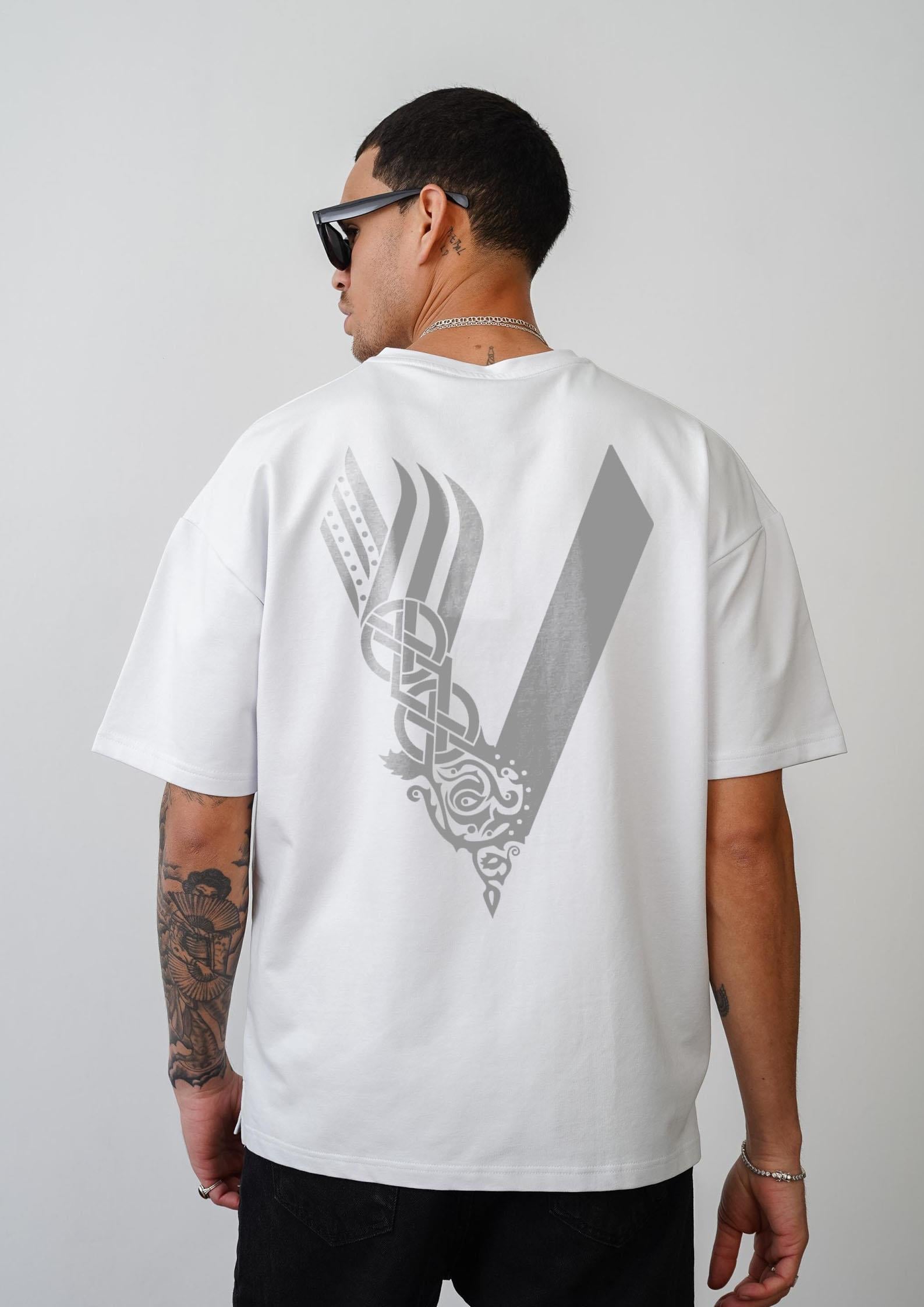 Vıkıngs Baskılı Unisex Oversize Kalıp Tişört