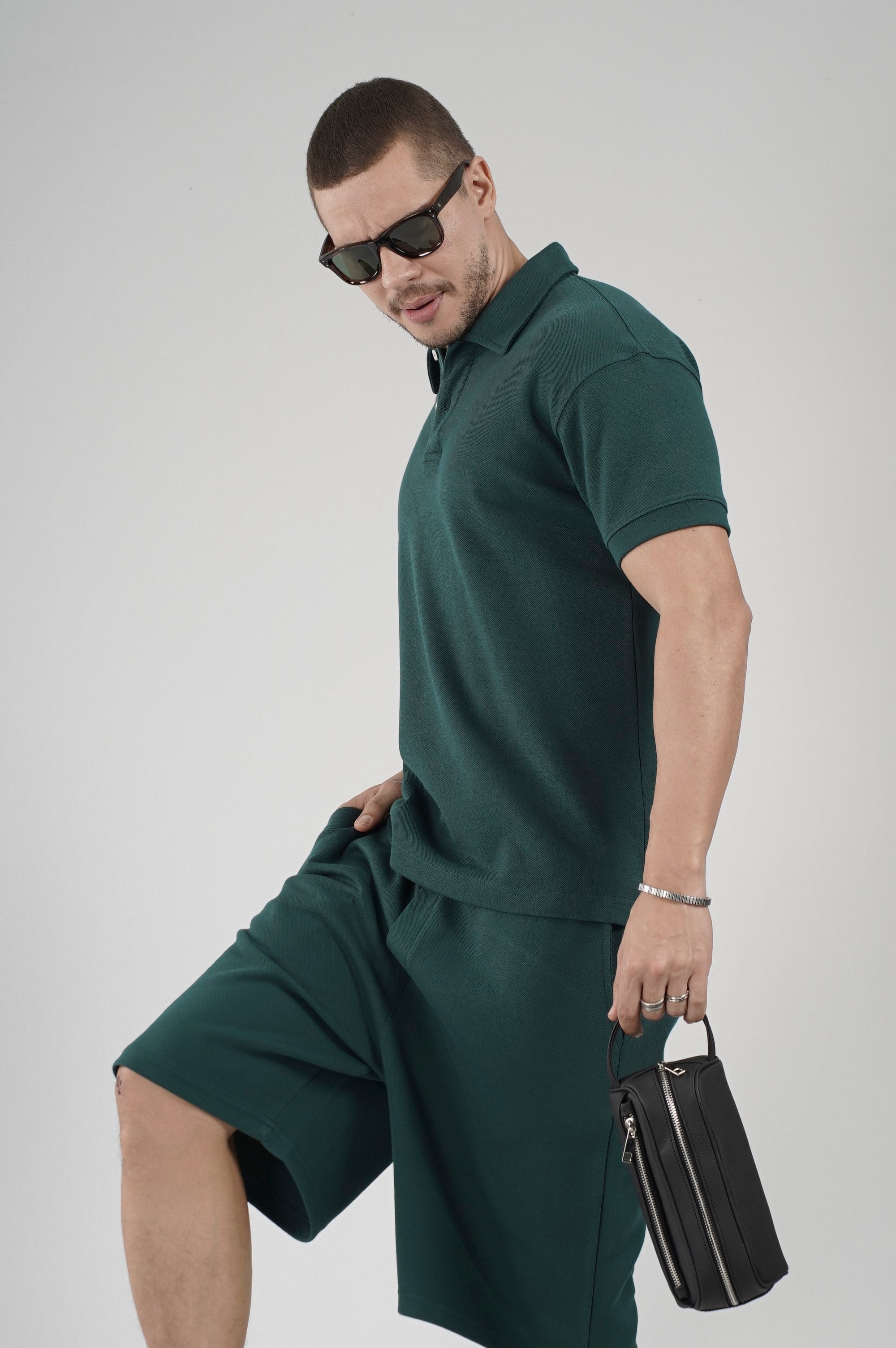 Yarım Oversize Kalıp Polo Yaka Erkek Şort Takım