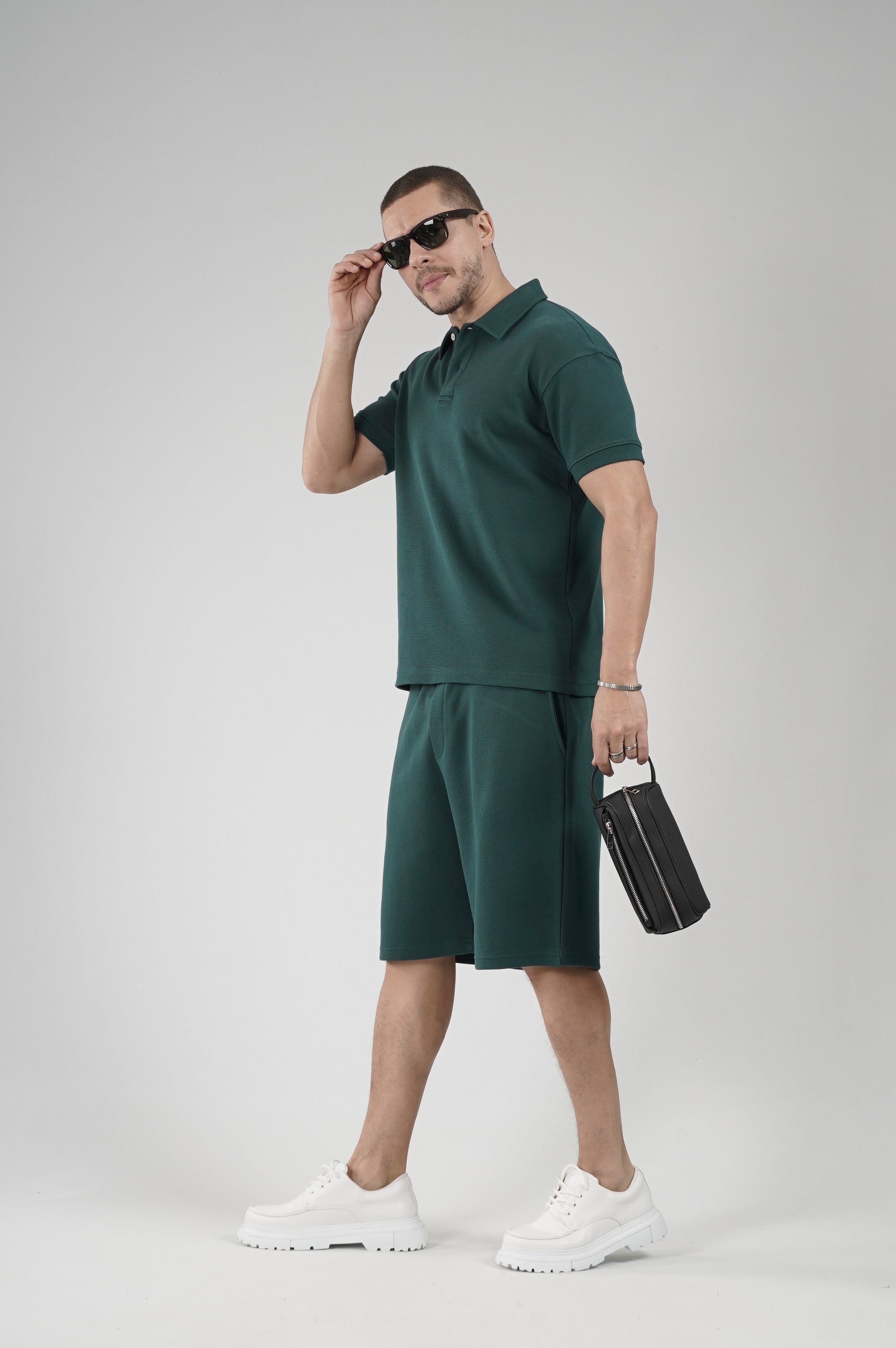 Yarım Oversize Kalıp Polo Yaka Erkek Şort Takım