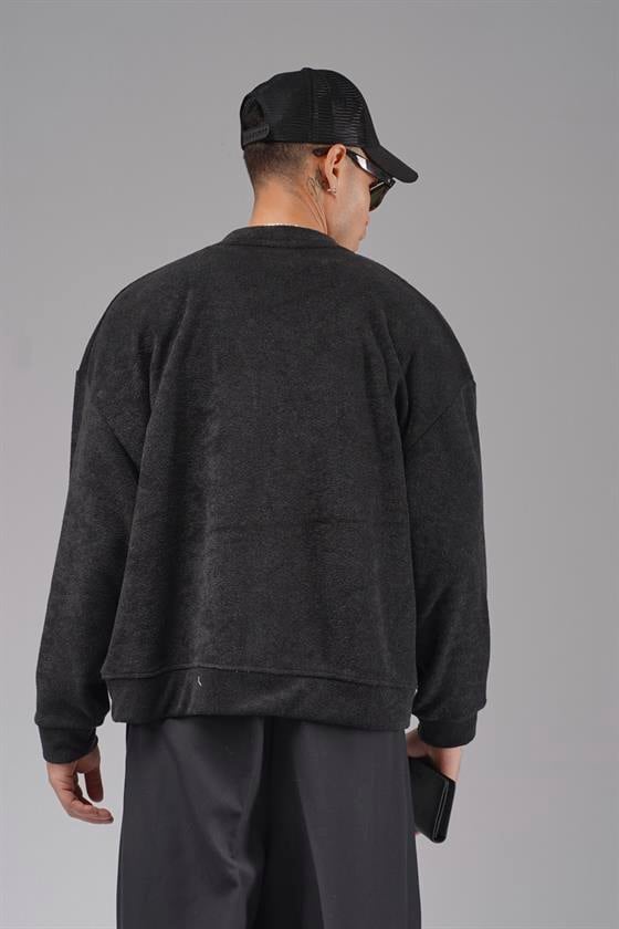 Düğmeli Nakış Detaylı Oversize Kalıp Erkek Hırka