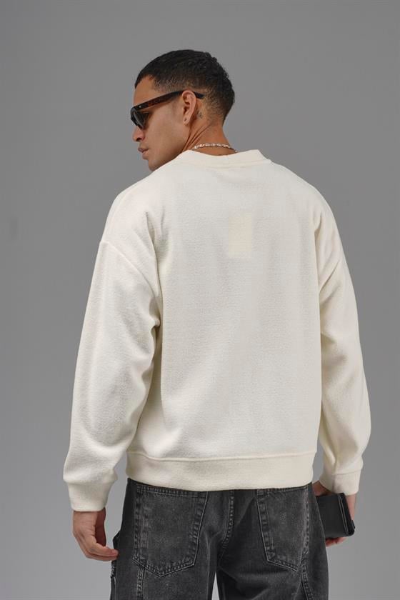 Düğmeli Nakış Detaylı Oversize Kalıp Erkek Hırka