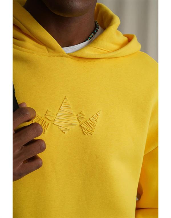 Erkek Kapuşonlu Enjeksiyon Baskılı İçi Şardonlu Sweatshirt