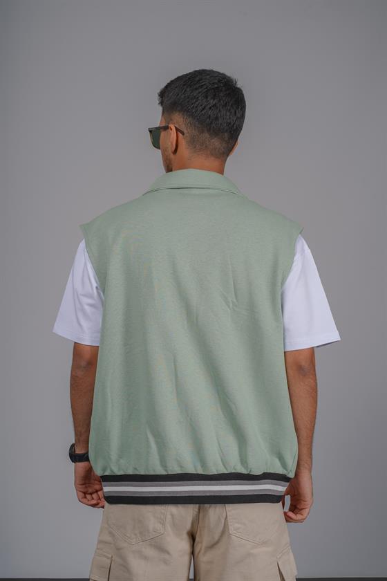 Erkek Oversize Kalıp Aplikeli Yelek