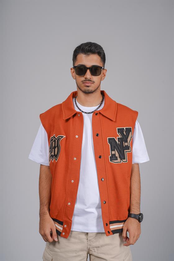 Erkek Oversize Kalıp Aplikeli Yelek