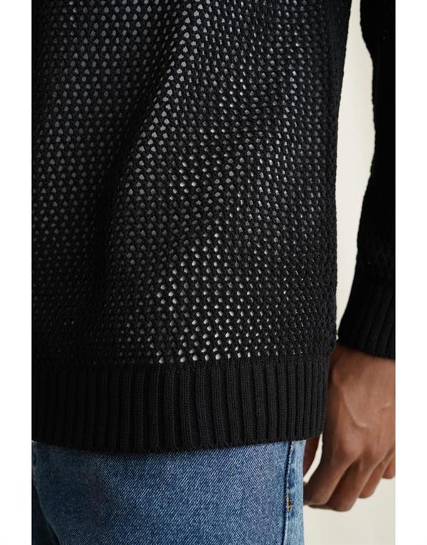 Erkek Polo Yaka Örgülü Oversize Kalıp Triko Kazak