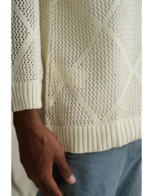 Erkek Polo Yaka Örgülü Oversize Kalıp Triko Kazak