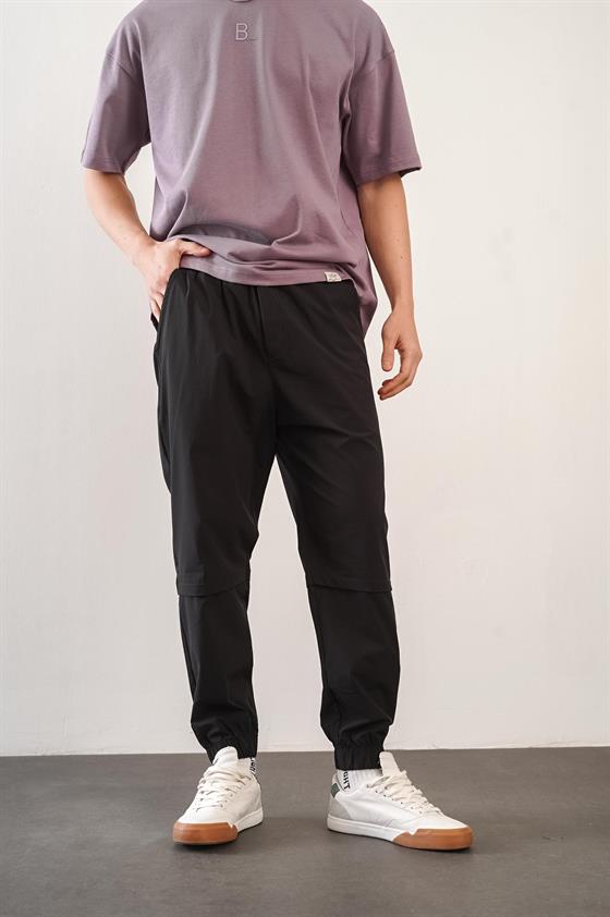 Erkek Relax Fit Kalıp Beli ve Paçası Lastikli Jogger Pantolon
