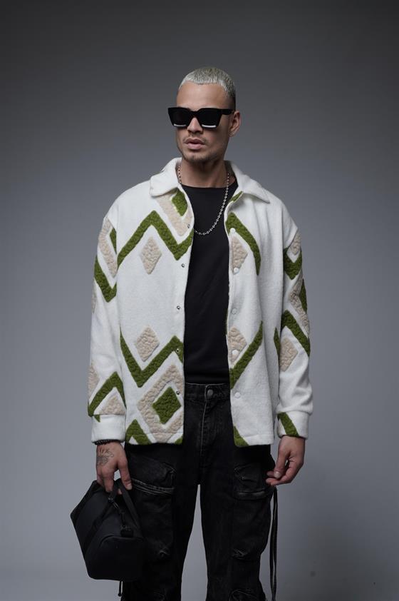 Gömlek Yaka Desenli Oversize Unisex Polar