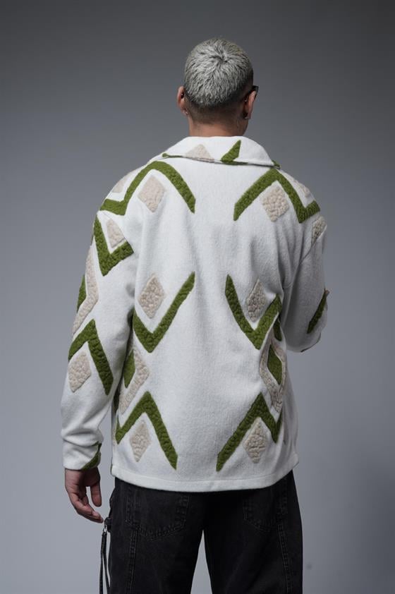 Gömlek Yaka Desenli Oversize Unisex Polar