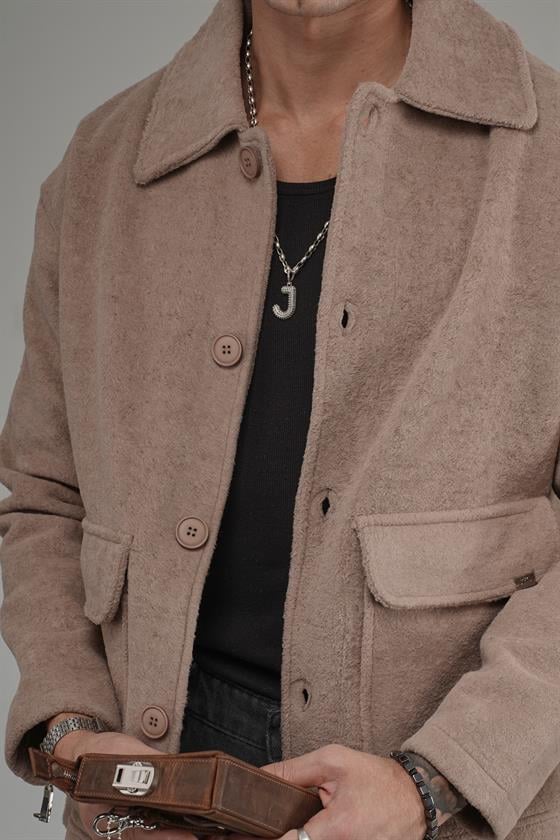 Gömlek Yaka Düğmeli Oversize Kalıp Erkek Polar