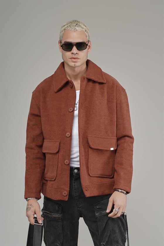 Gömlek Yaka Düğmeli Oversize Kalıp Erkek Polar