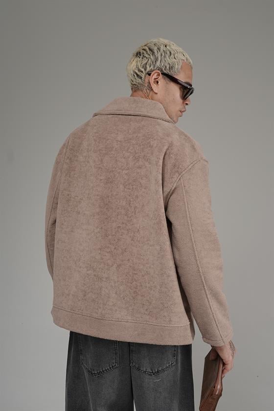 Gömlek Yaka Düğmeli Oversize Kalıp Erkek Polar