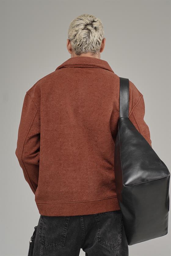 Gömlek Yaka Düğmeli Oversize Kalıp Erkek Polar