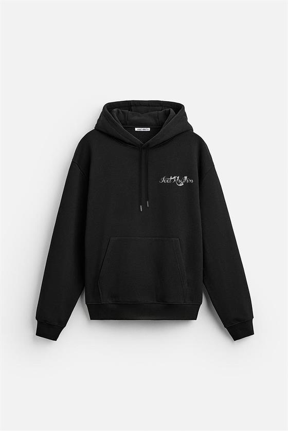 Kapuşonlu Elektro Man Baskılı Unisex Oversize Kalıp Hoodie