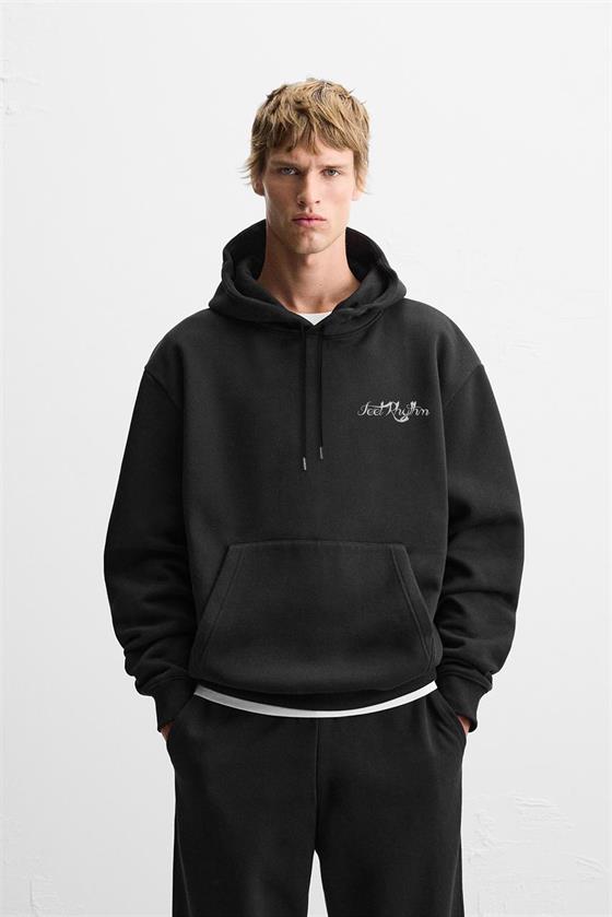 Kapuşonlu Elektro Man Baskılı Unisex Oversize Kalıp Hoodie