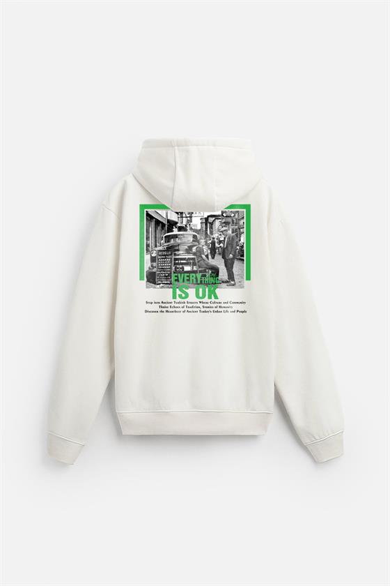 Kapuşonlu Everything Baskılı Oversize Kalıp Hoodie