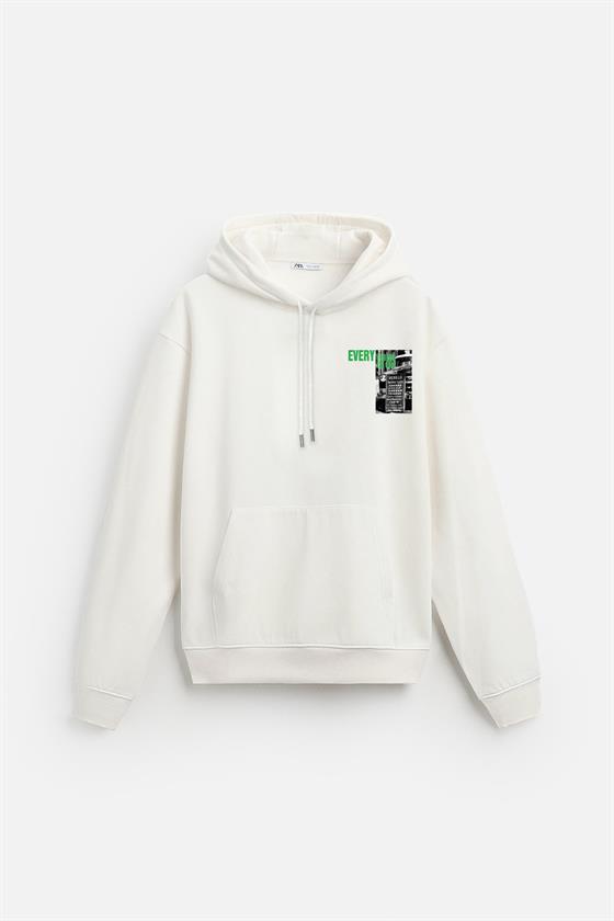 Kapuşonlu Everything Baskılı Oversize Kalıp Hoodie