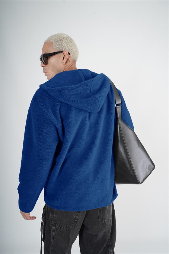 Kapuşonlu Fermuarlı Unisex Oversize Kalıp Peluş