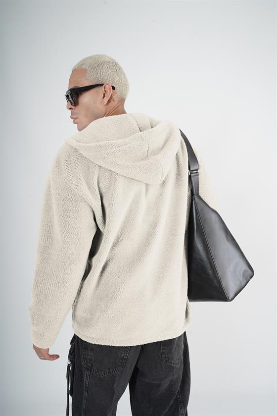 Kapuşonlu Fermuarlı Unisex Oversize Kalıp Peluş