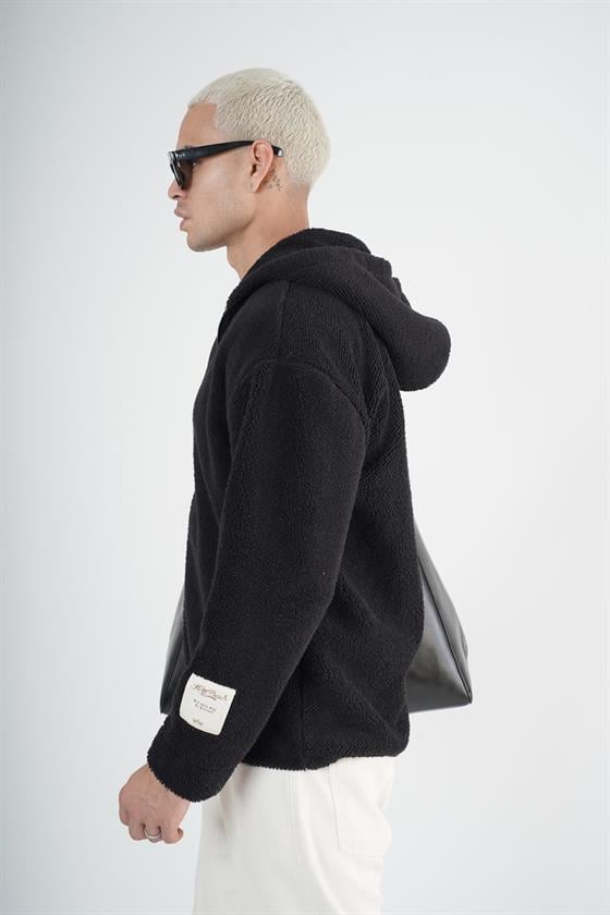 Kapuşonlu Fermuarlı Unisex Oversize Kalıp Peluş