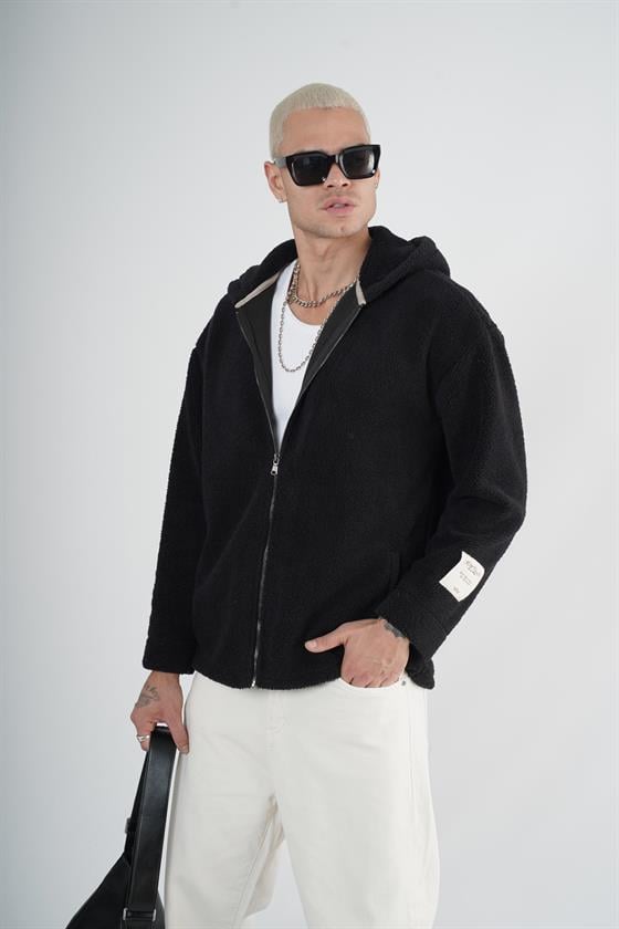 Kapuşonlu Fermuarlı Unisex Oversize Kalıp Peluş