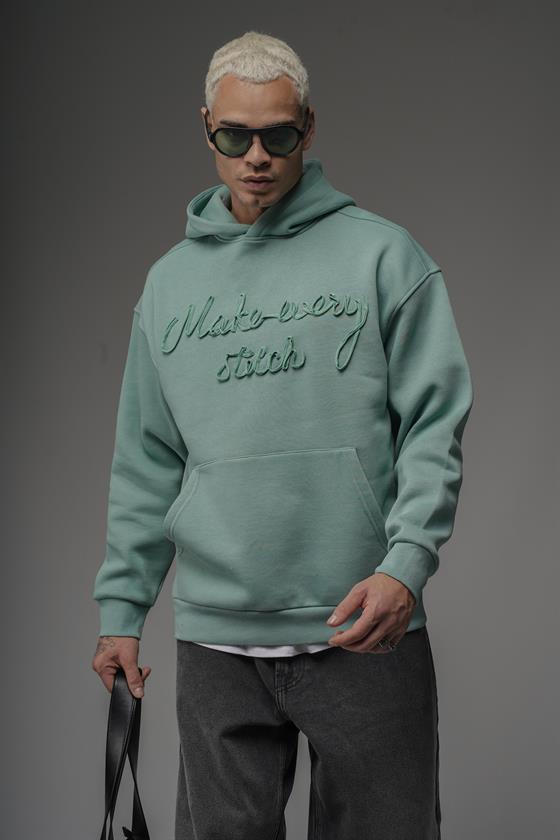 Kapüşonlu Önü Biye Kordoneli Hoodie Sweatshirt