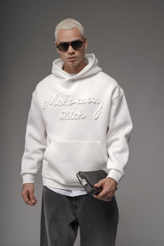 Kapüşonlu Önü Biye Kordoneli Hoodie Sweatshirt