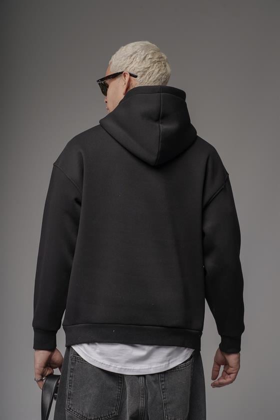 Kapüşonlu Önü Biye Kordoneli Hoodie Sweatshirt