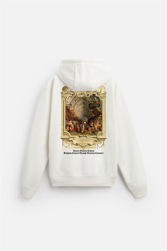 Kapuşonlu Ottoman Vintage Baskılı Unisex Hoodie