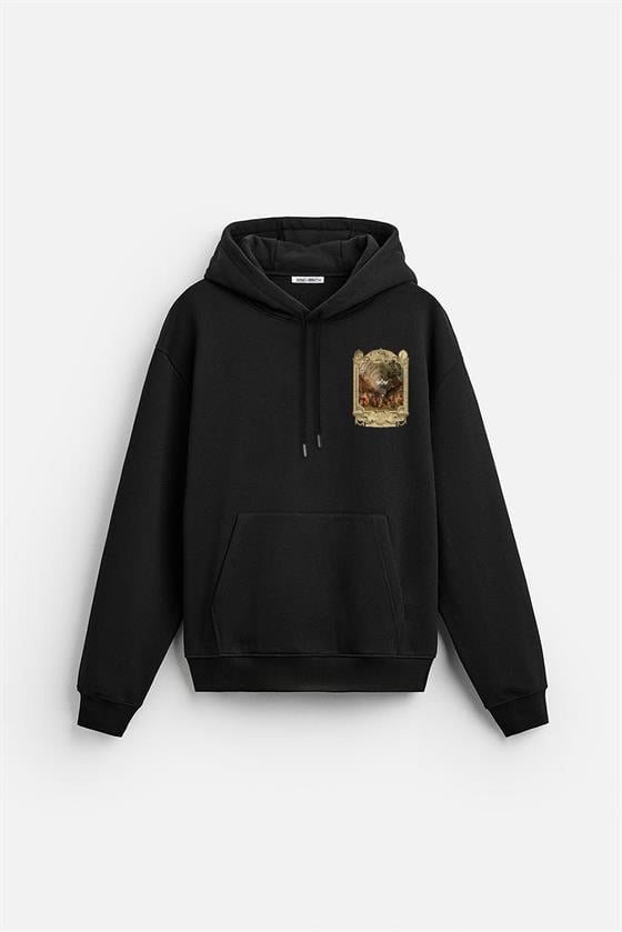 Kapuşonlu Ottoman Vintage Baskılı Unisex Hoodie