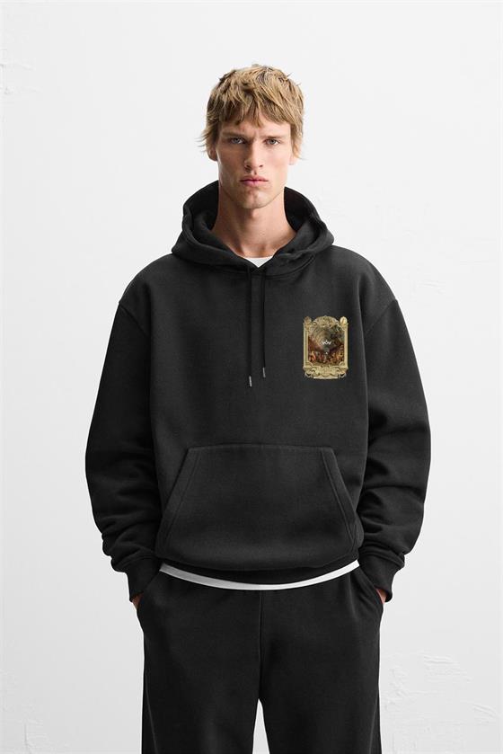 Kapuşonlu Ottoman Vintage Baskılı Unisex Hoodie