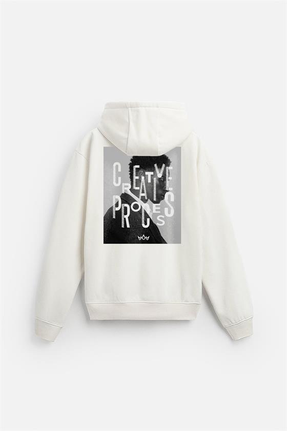 Kapuşonlu Oversize Kalıp Creative Proces Baskılı Hoodie