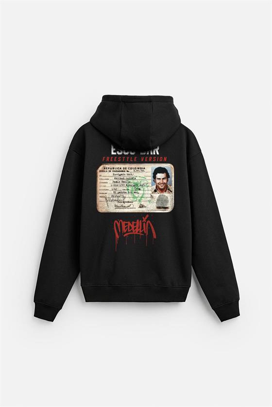 Kapuşonlu Oversize Kalıp Escobar Identity Baskılı Hooide