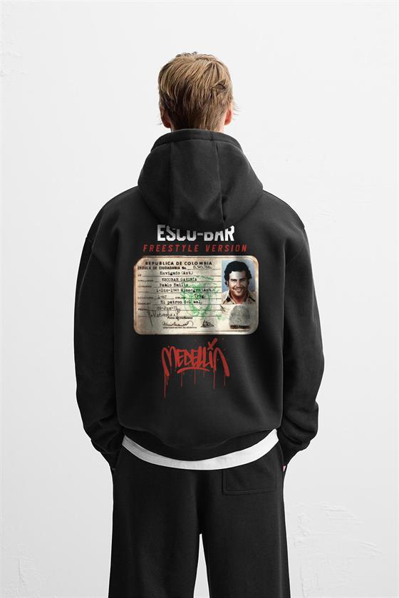 Kapuşonlu Oversize Kalıp Escobar Identity Baskılı Hooide