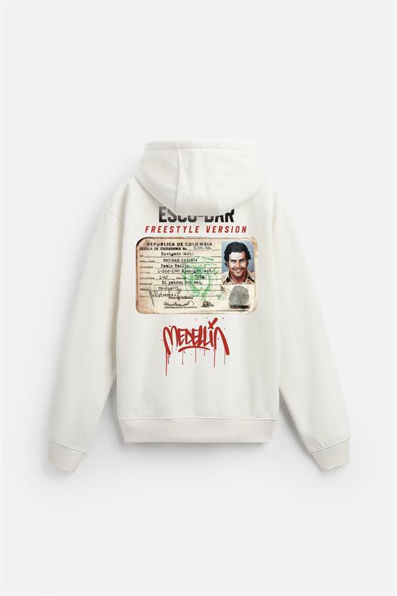Kapuşonlu Oversize Kalıp Escobar Identity Baskılı Hooide
