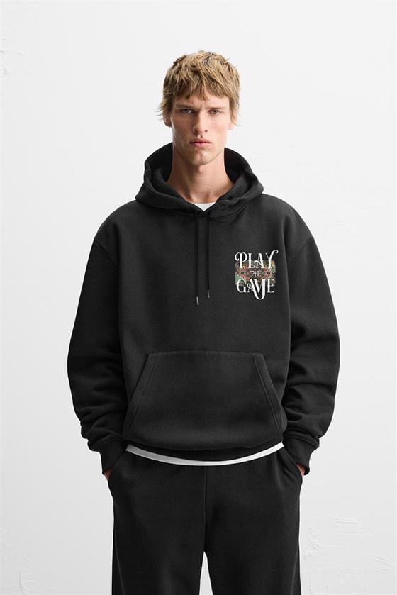 Kapuşonlu Play The Game Baskılı Unisex Hoodie