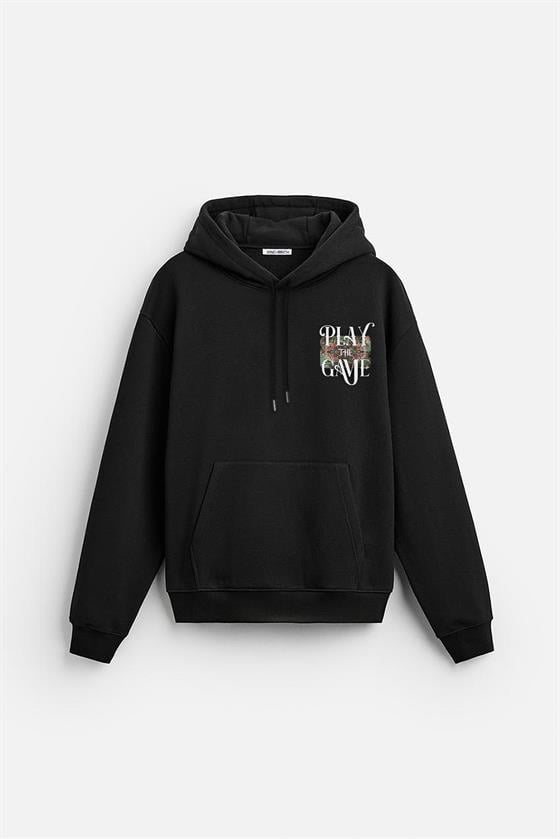 Kapuşonlu Play The Game Baskılı Unisex Hoodie