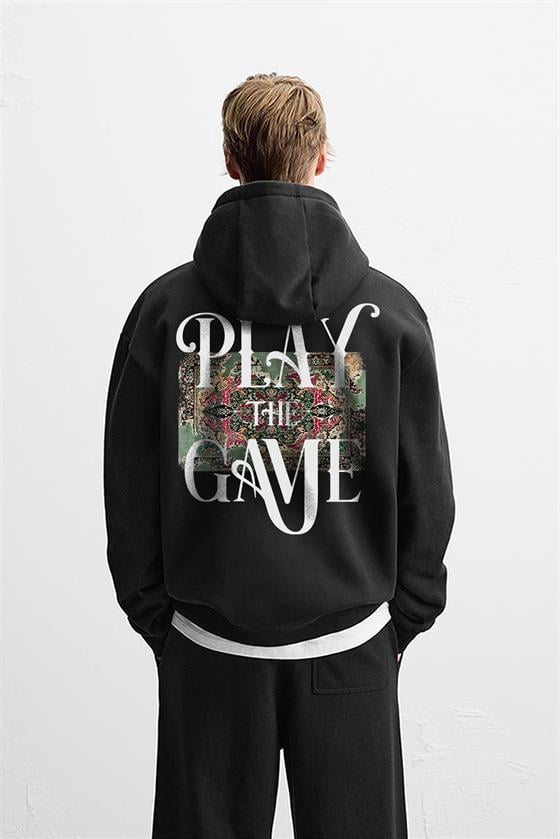 Kapuşonlu Play The Game Baskılı Unisex Hoodie