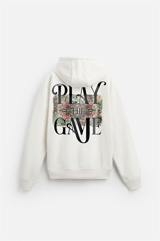 Kapuşonlu Play The Game Baskılı Unisex Hoodie
