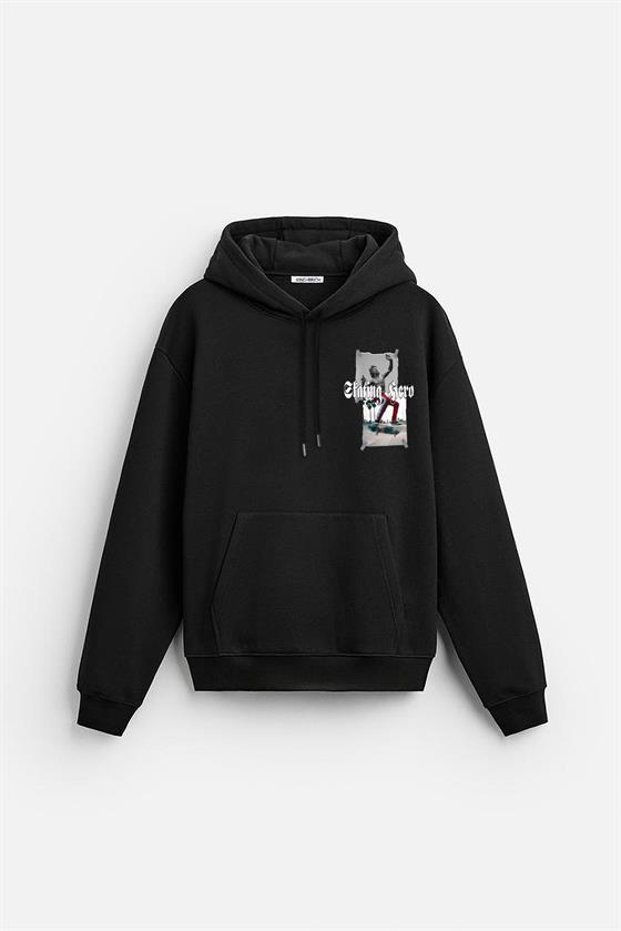 Kapuşonlu Skateboard baskılı Hoodie